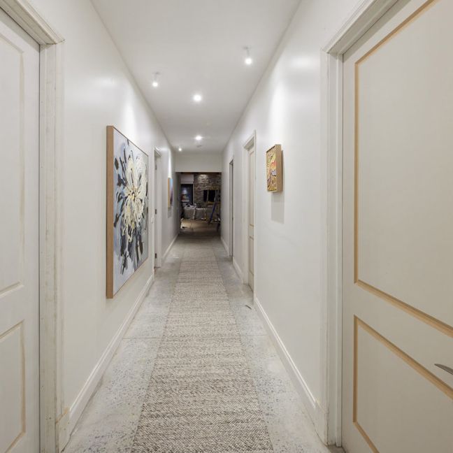 Dropletts Light Grey Handmade Hall Runner | Custom cut Length x 80 cm wide