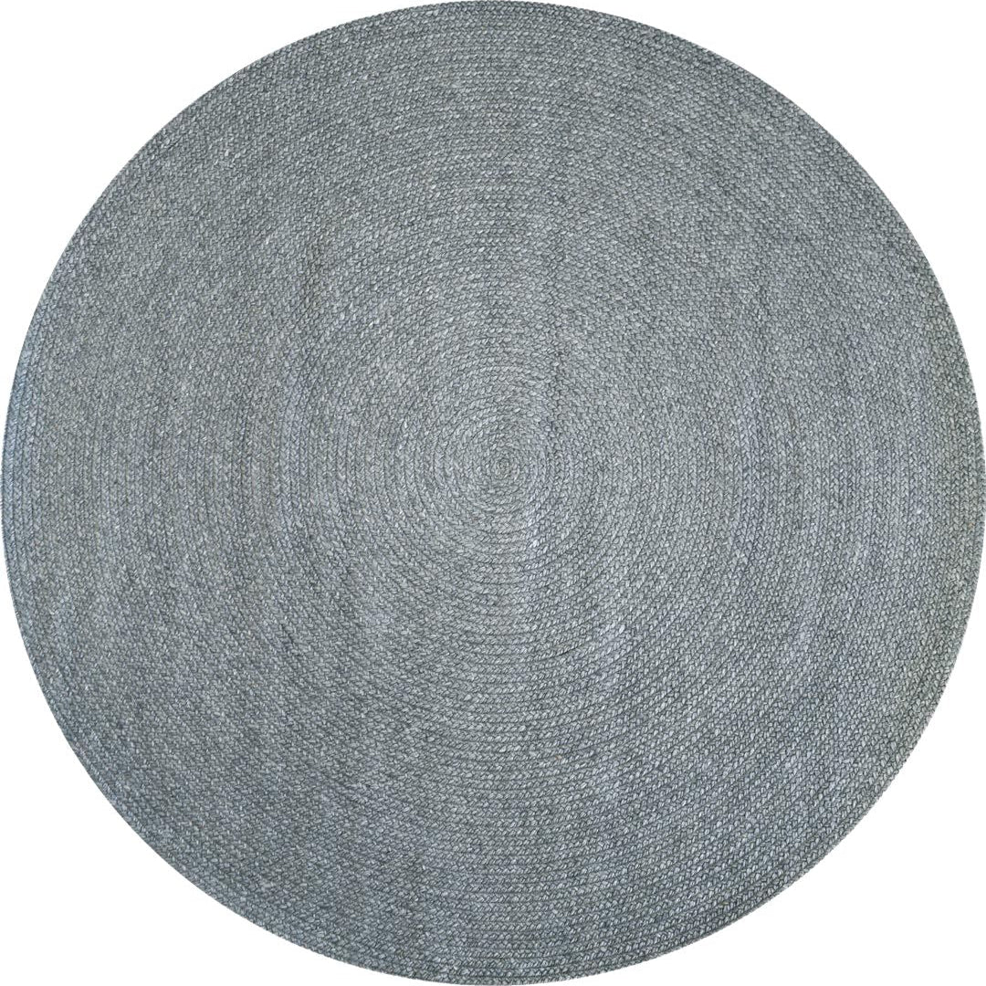 Round blue rug on a white background