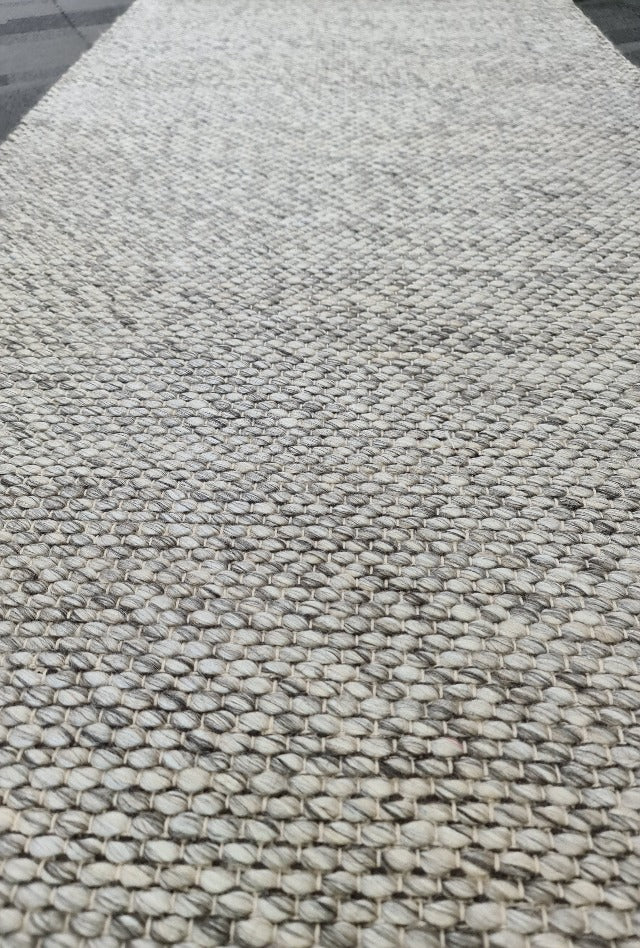 Dropletts Light Grey Handmade Hall Runner | Custom cut Length x 80 cm wide