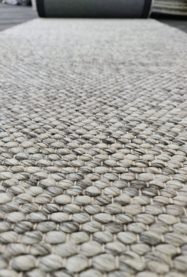 Dropletts Light Grey Handmade Hall Runner | Custom cut Length x 80 cm wide