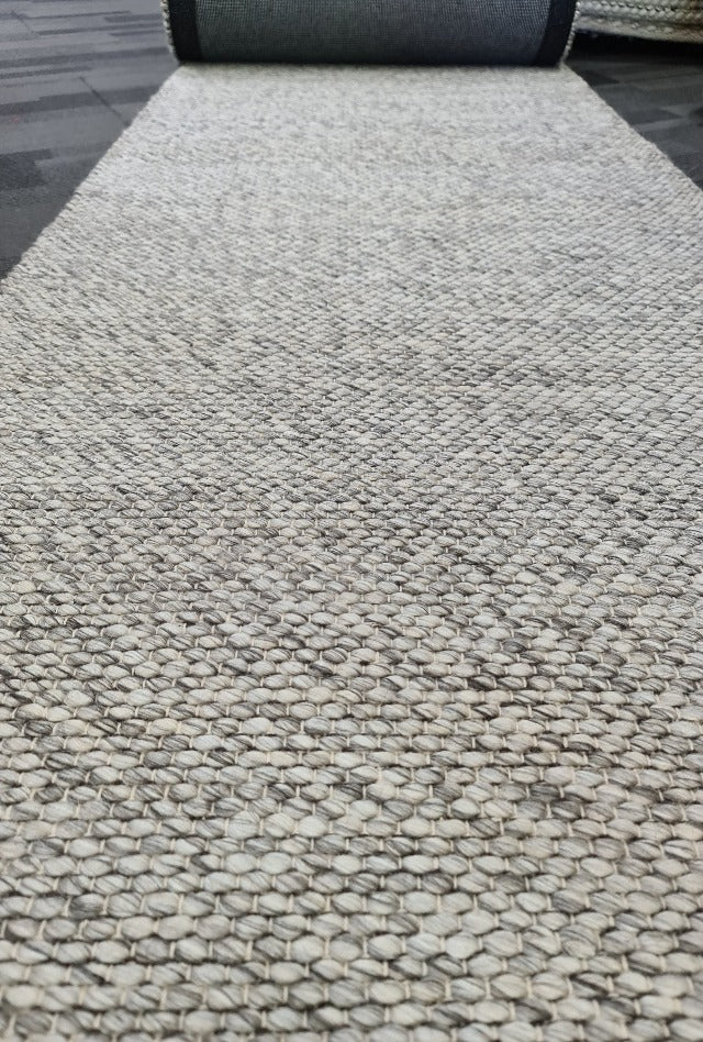 Dropletts Light Grey Handmade Hall Runner | Custom cut Length x 80 cm wide