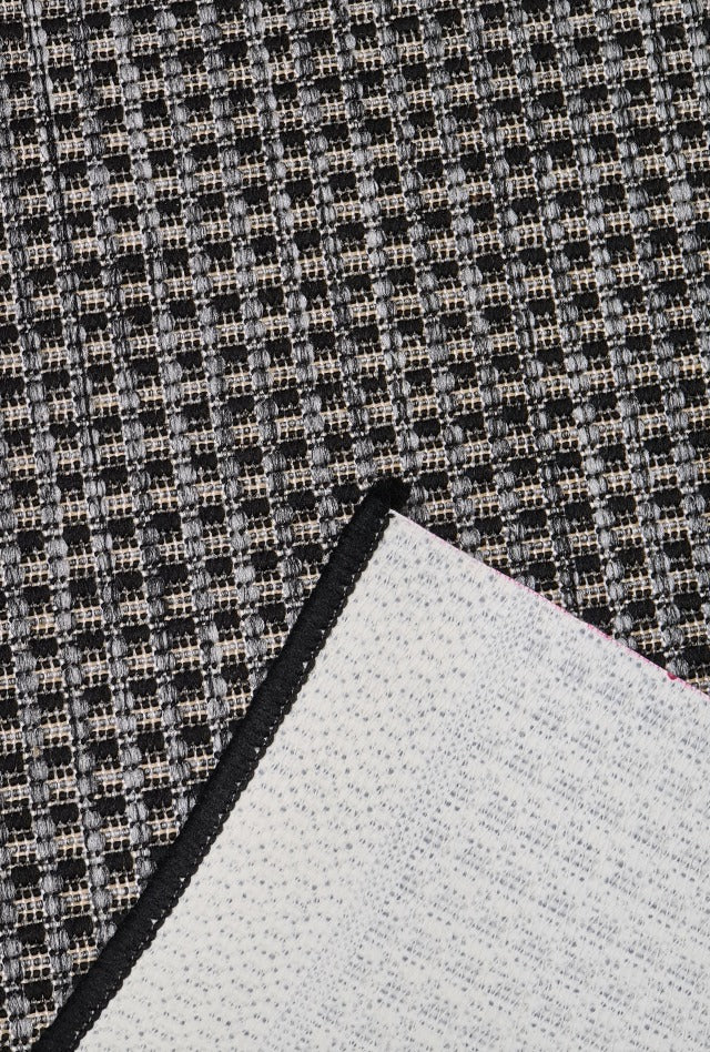 Chinos Silver Black Rubber Back Runner | Custom cut length x 80cm wide | $45 per metre