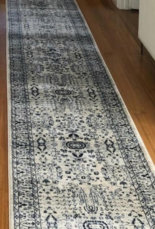 Wedgewood Cream & Blue Tav Hall Runner | Custom cut length x 80cm wide |$59 per metre - ETA Late DEC '25