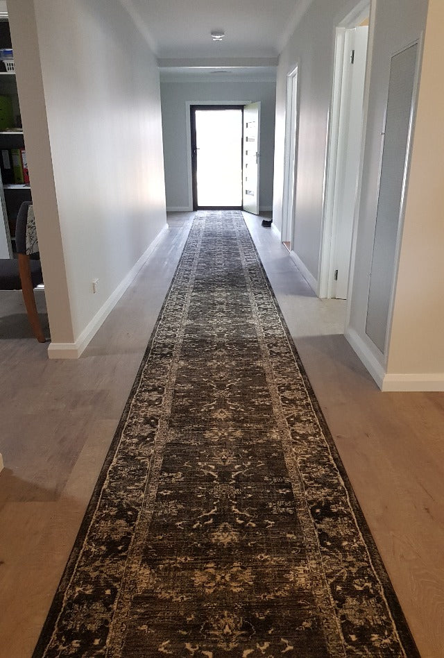 Antalya Charcoal Hall Runner | Custom cut length x 80cm wide | $59 per metre