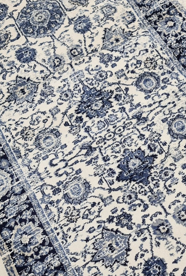 Renaissance Cream Blue Hall Runner | Custom cut length x 80cm wide| $89 per metre
