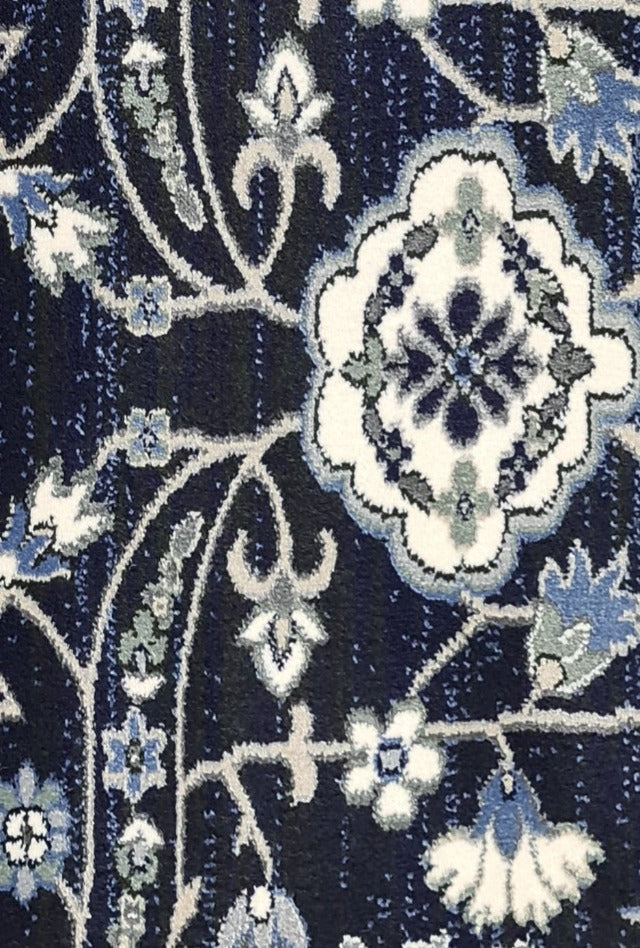 Verona 6256 Navy Hall Runner | Custom cut length x 80cm wide | $95 per metre