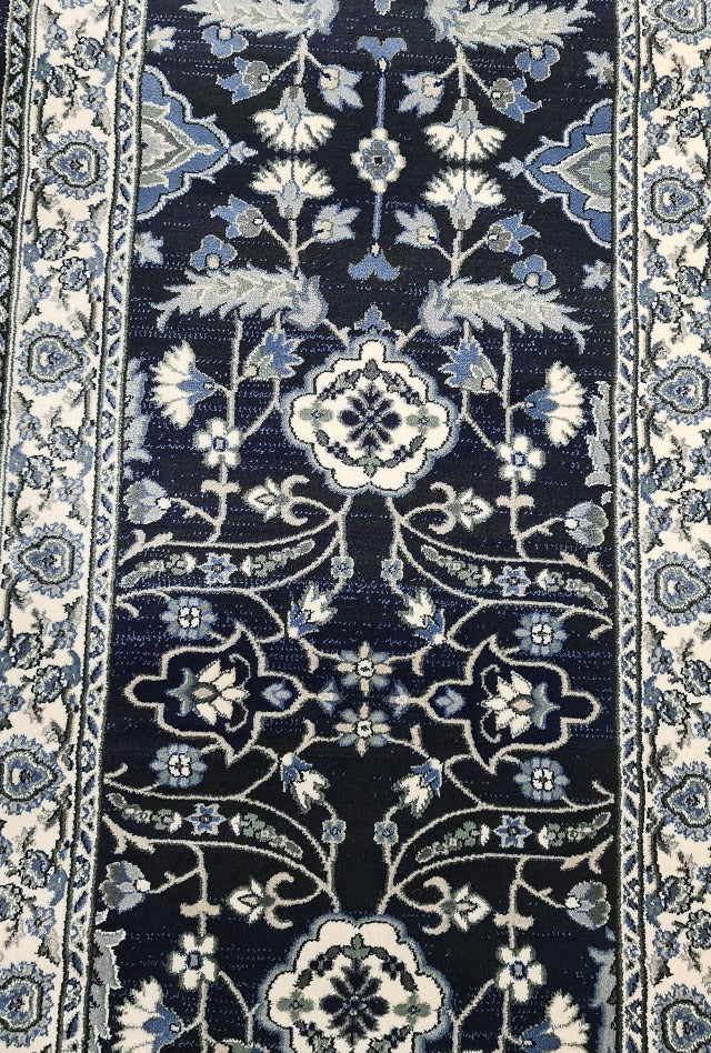 Verona 6256 Navy Hall Runner | Custom cut length x 80cm wide | $95 per metre