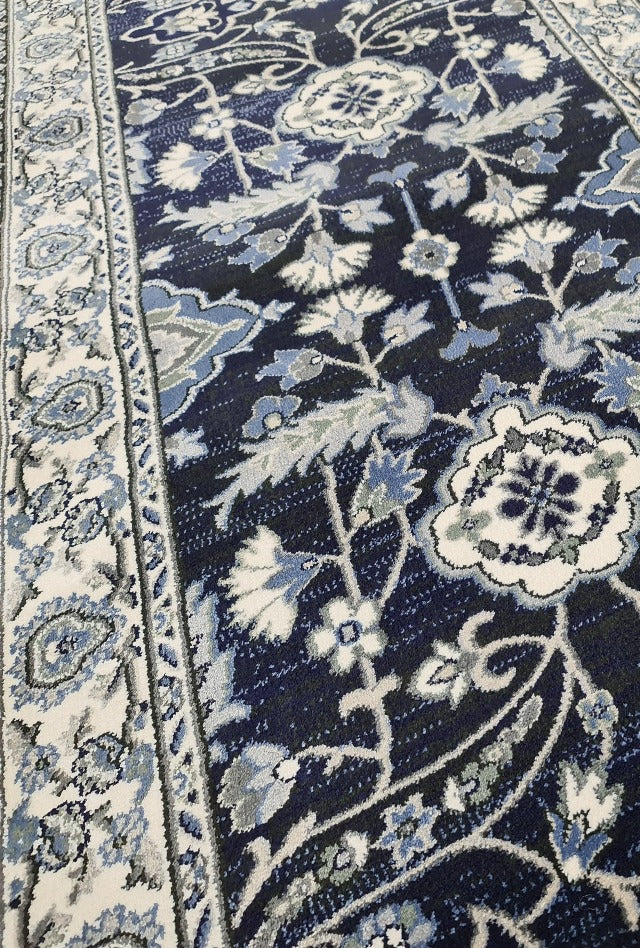 Verona 6256 Navy Hall Runner | Custom cut length x 80cm wide | $95 per metre