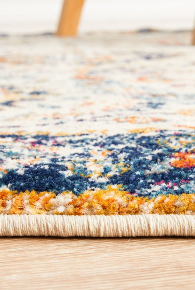 Peacock Distressed Round Rug | Multi