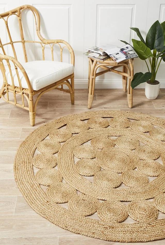 Daisy Round Rug | Natural Jute