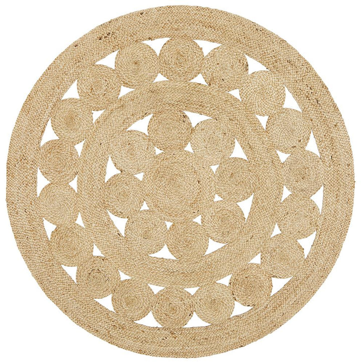 Daisy Round Rug | Natural Jute