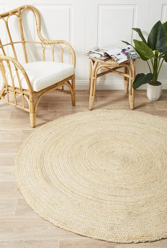 Round Jute Rug | Bleached Natural