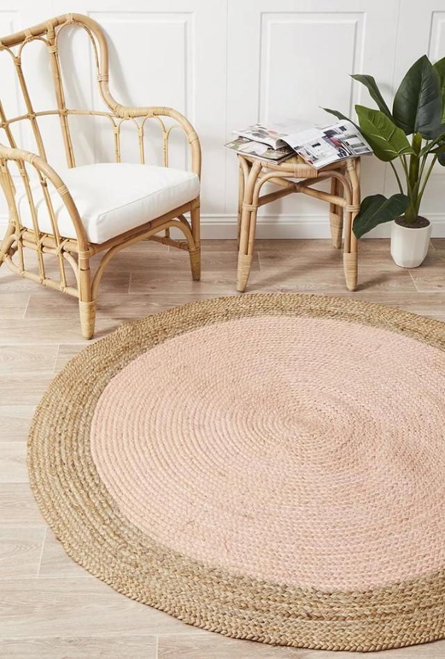 Round Jute Rug | Pink