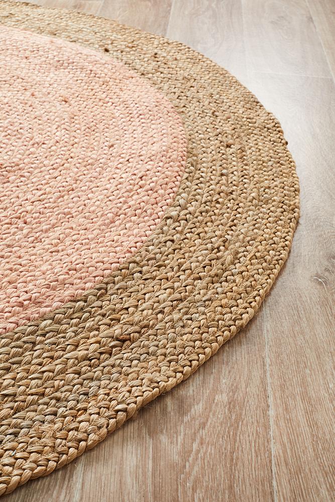 Round Jute Rug | Pink