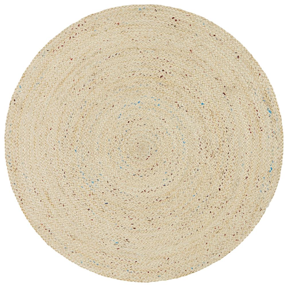 Jute & Sari Silk Round Rug | Natural