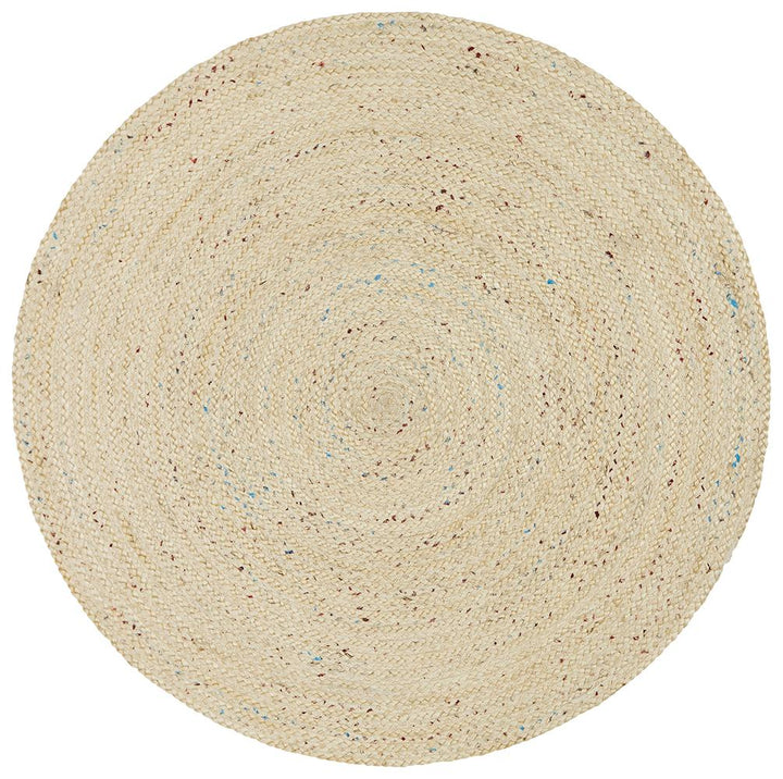 Jute & Sari Silk Round Rug | Natural