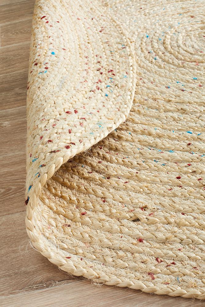 Jute & Sari Silk Round Rug | Natural