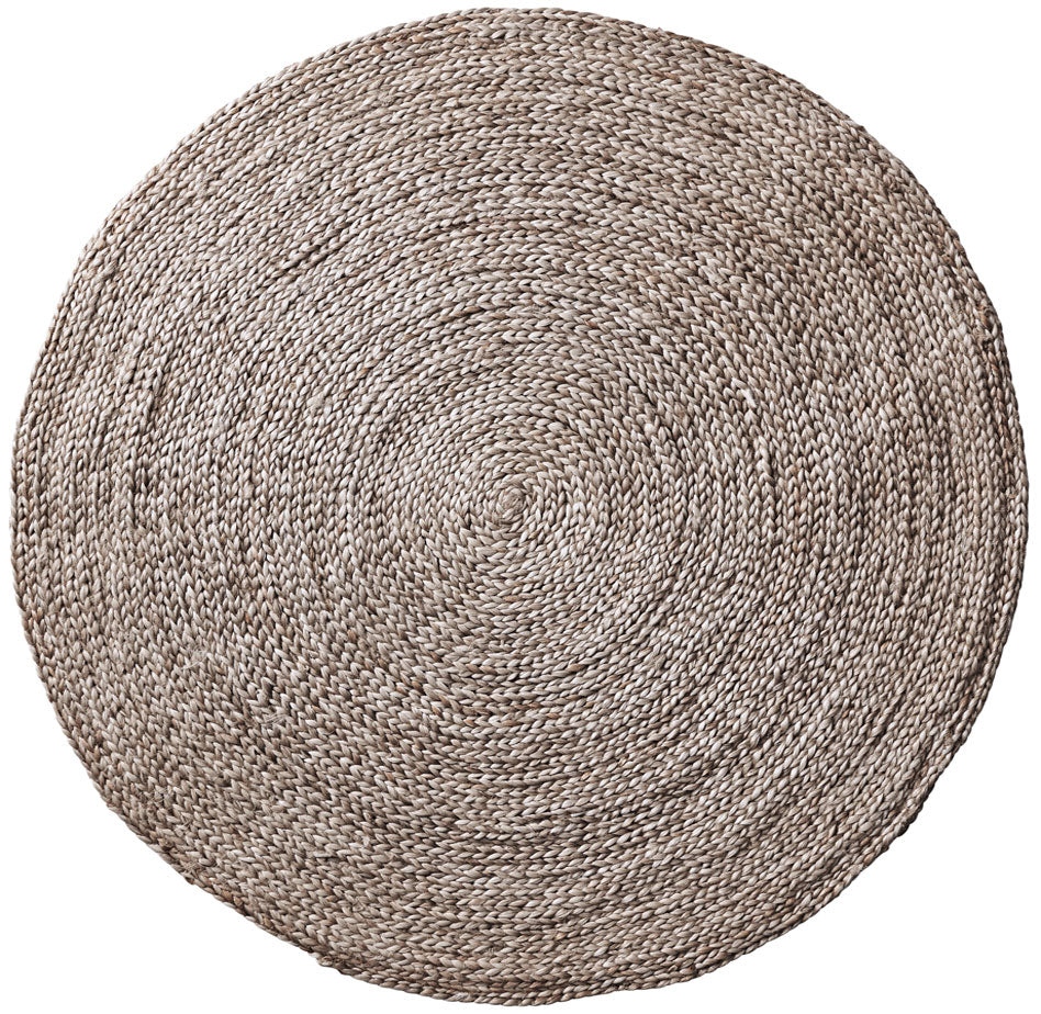 Kerala Round Braided Jute Rug | Natural Silver