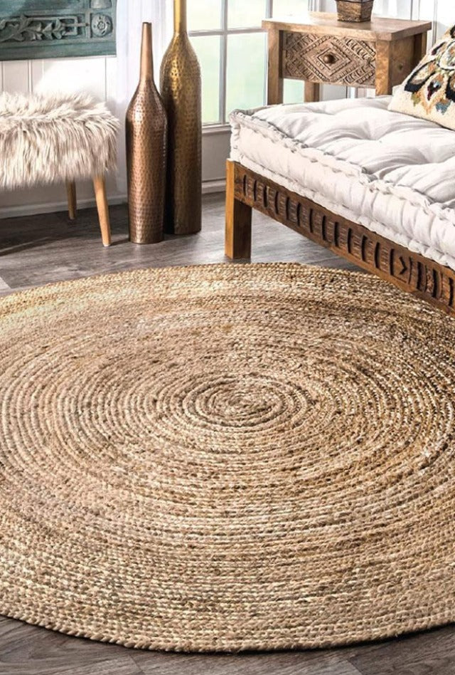 Kerala Round Braided Jute Rug | Natural Silver – Rug Addiction
