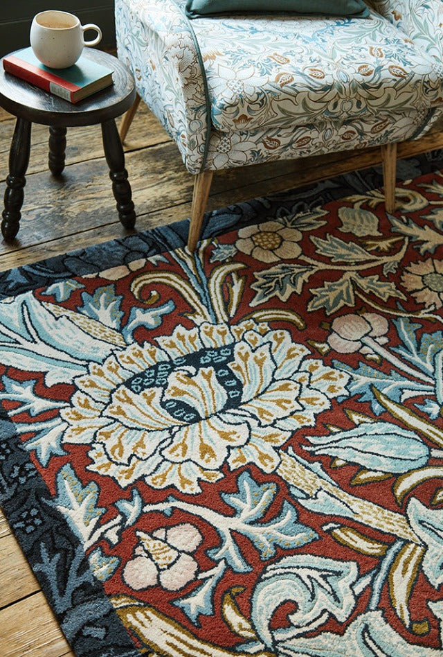 Morris & Co Trent Madder Red/Webb's Blue 127510 Rug