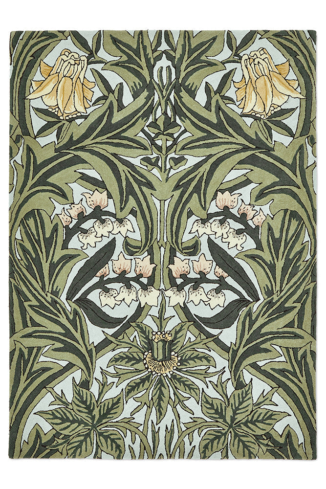 Morris & Co Bluebell Leafy Arbour Green 127607 Rug
