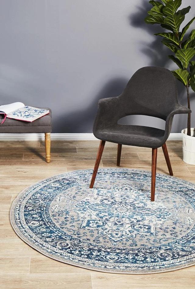 Babylon 207 Blue Round Area Rug from Rug Addiction