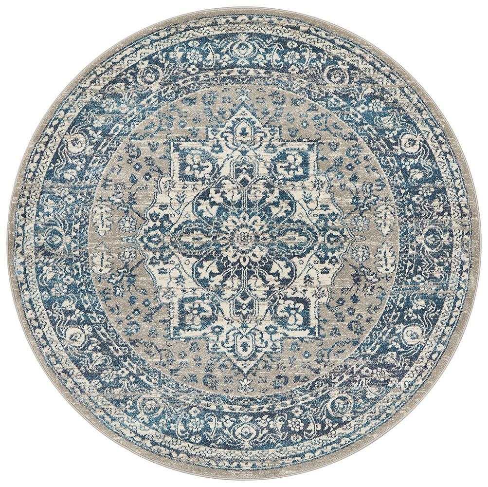 Babylon 207 Blue Round Area Rug from Rug Addiction