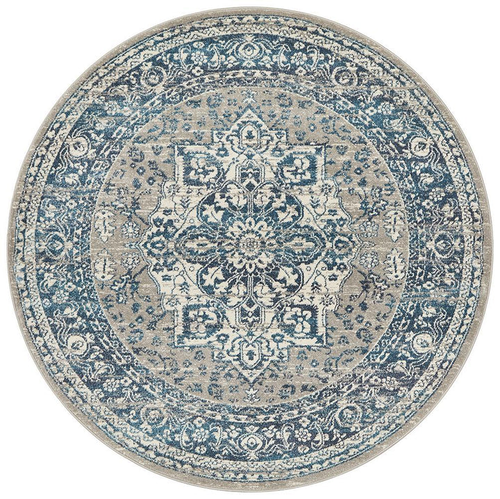 Babylon 207 Blue Round Area Rug from Rug Addiction