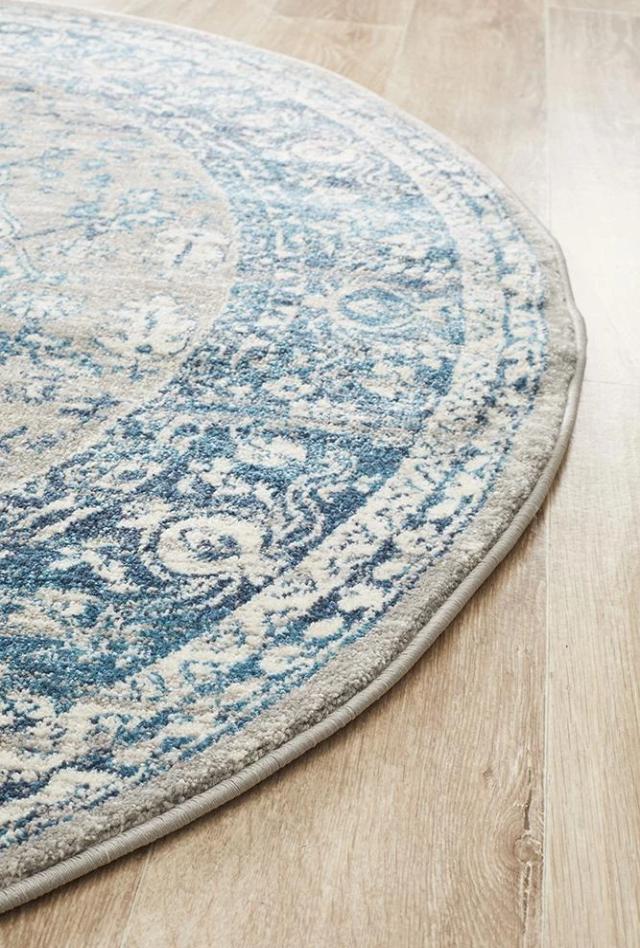Babylon 207 Blue Round Area Rug from Rug Addiction
