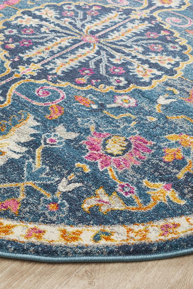 Babylon 209 Navy Round Rug