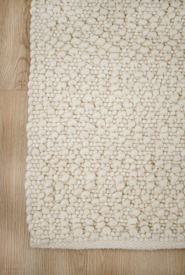 Boucle Wool Rug | Ivory - Enquire now for availability | Kristy & Brett | Living Dining 2023