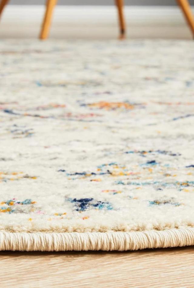 Ankara 911 Round Rug | Silver & Multi