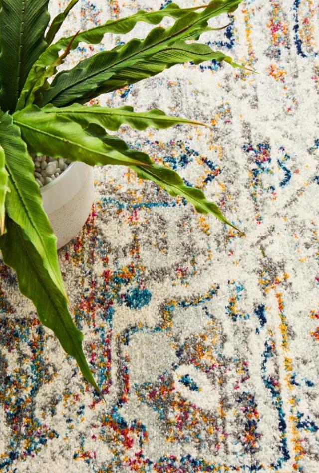 Ankara 911 Round Rug | Silver & Multi