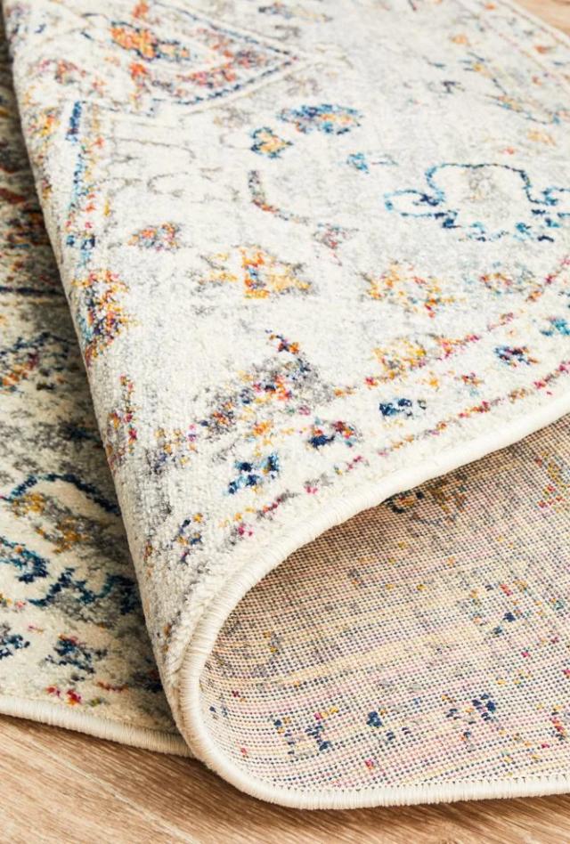 Ankara 911 Round Rug | Silver & Multi