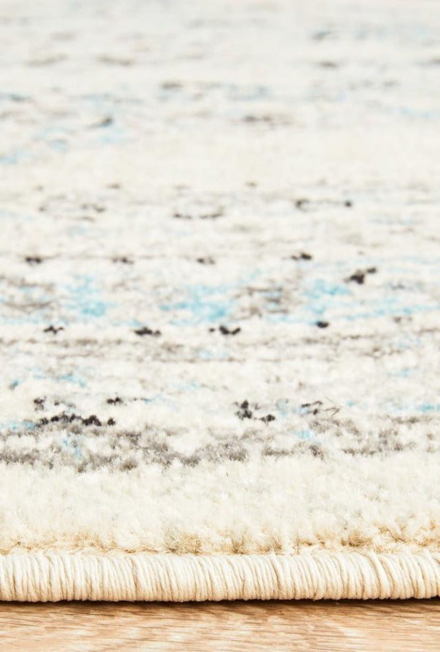 Lace 922 Round Rug | White & Blue