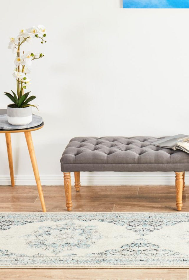 Lace 922 Runner Rug | White & Blue