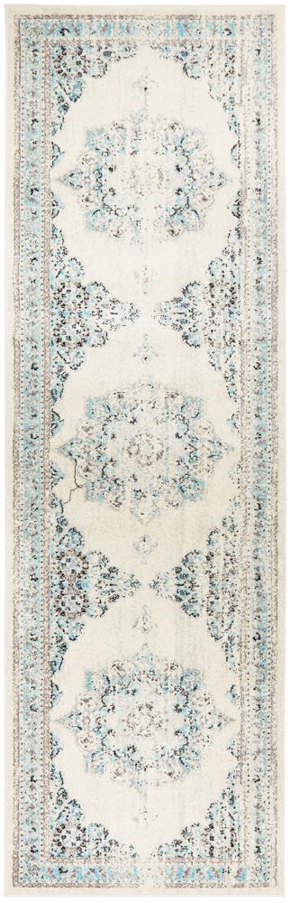 Lace 922 Runner Rug | White & Blue