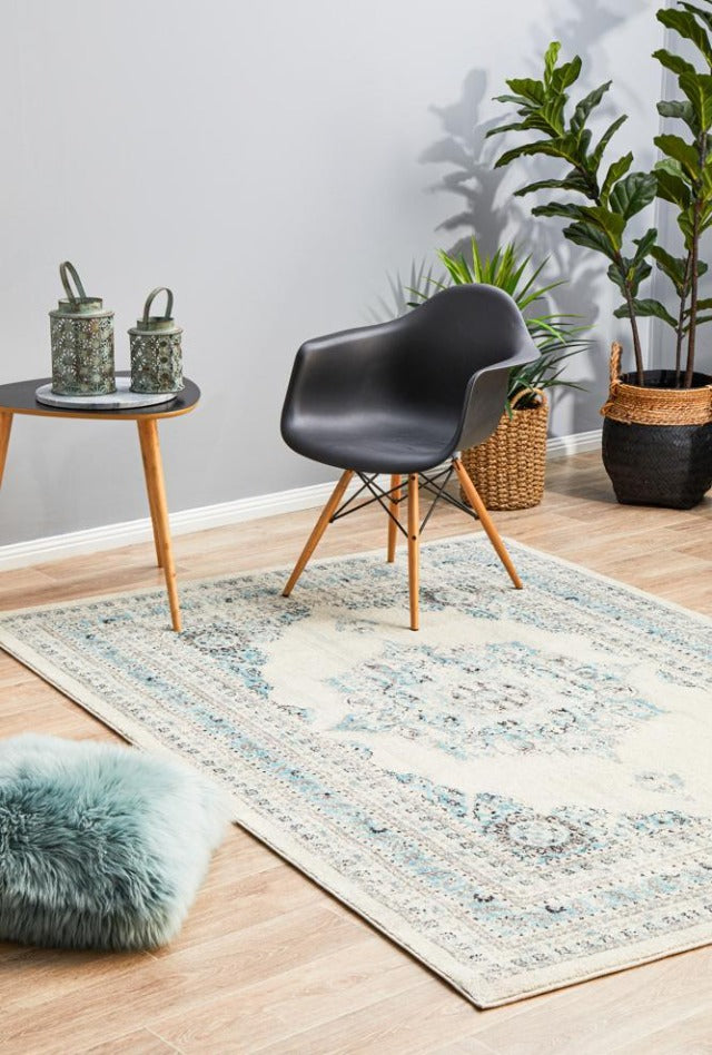 Lace 922 Rug | White & Blue