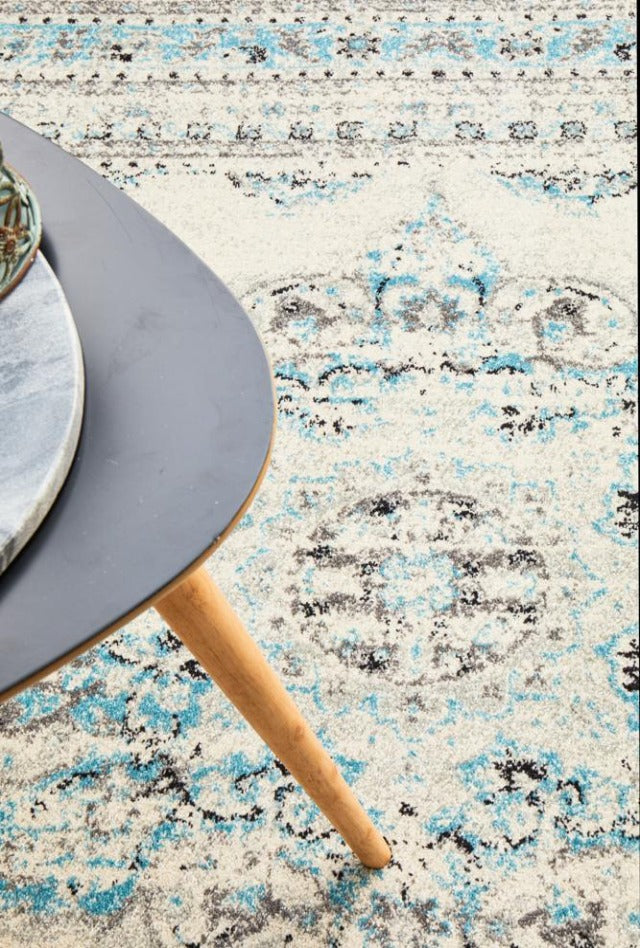 Lace 922 Rug | White & Blue