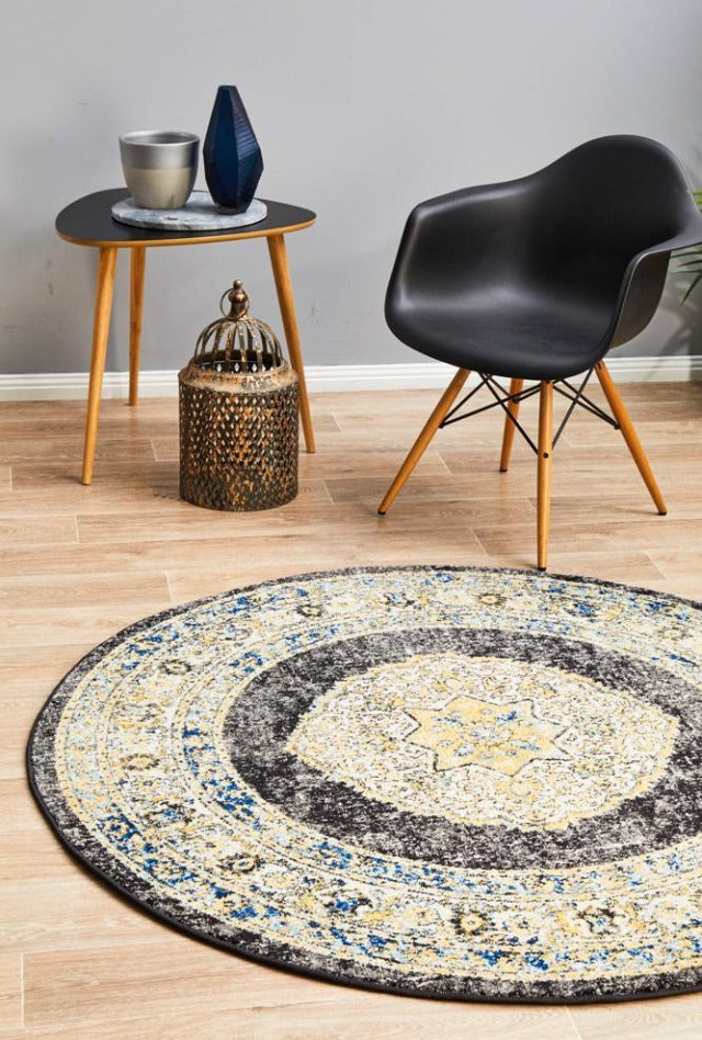 Midnight 955 Round Rug | Charcoal