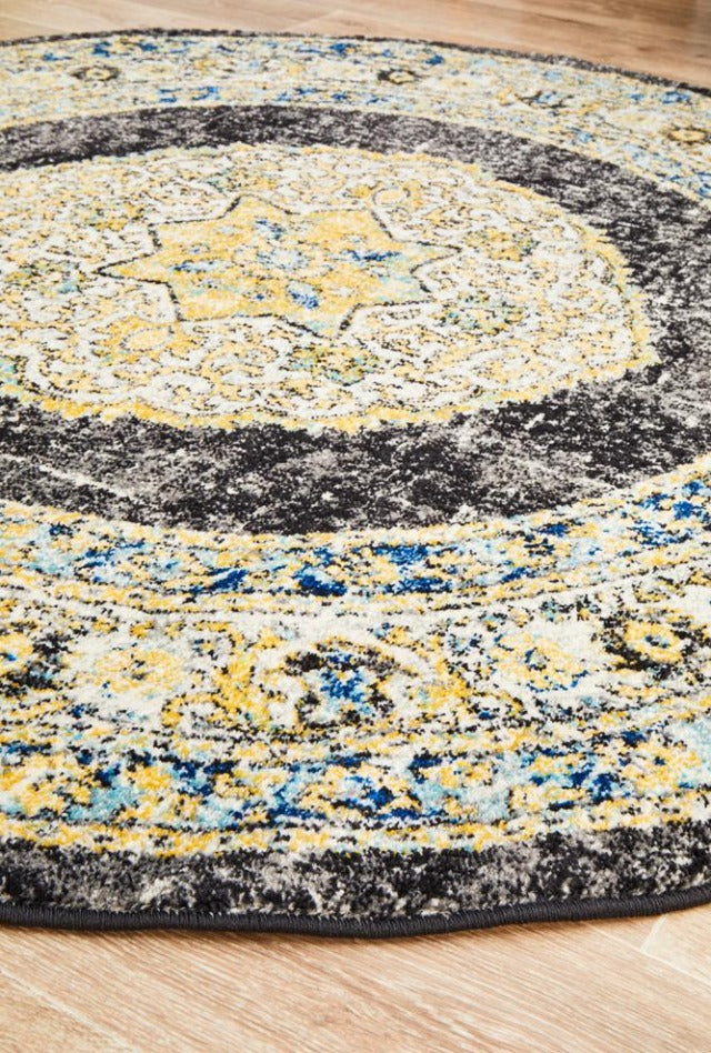 Midnight 955 Round Rug | Charcoal