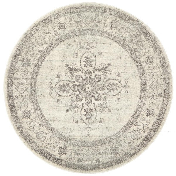Fog Grove 977 Round Rug | Silver