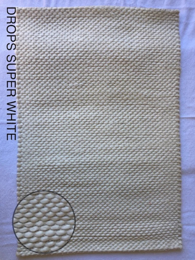 Dropletts Handmade Wool Rug | Super White