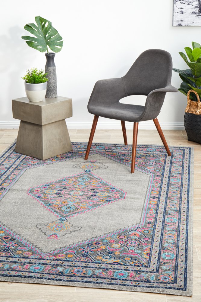 Eternal Poly & Cotton Transitional Rug | Light Grey, Multi