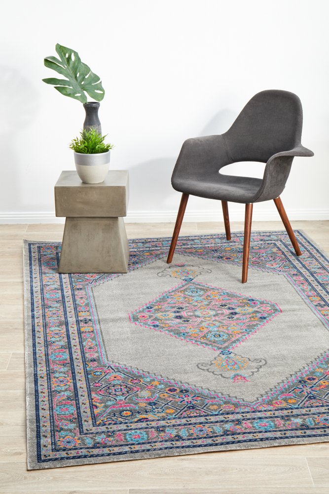 Eternal Poly & Cotton Transitional Rug | Light Grey, Multi