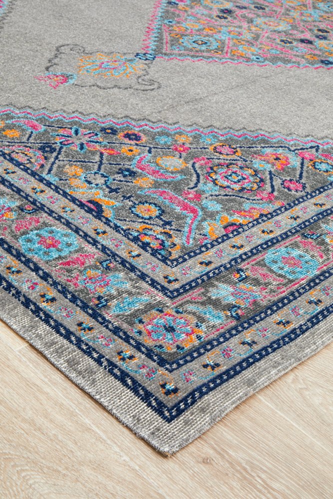 Eternal Poly & Cotton Transitional Rug | Light Grey, Multi
