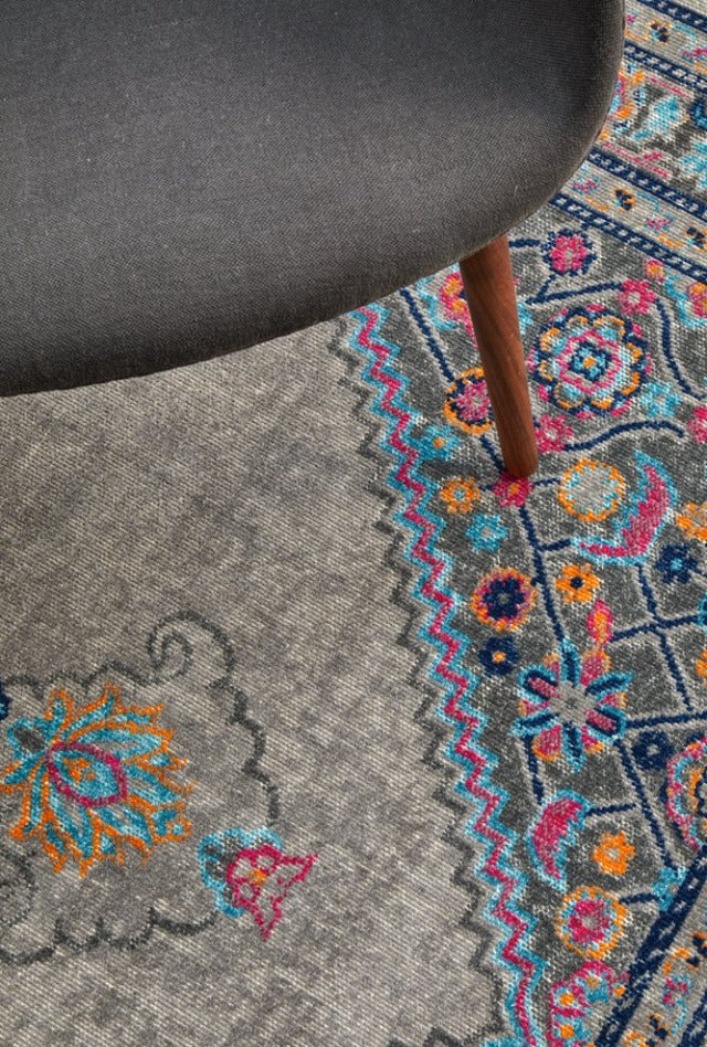 Eternal Poly & Cotton Transitional Rug | Light Grey, Multi