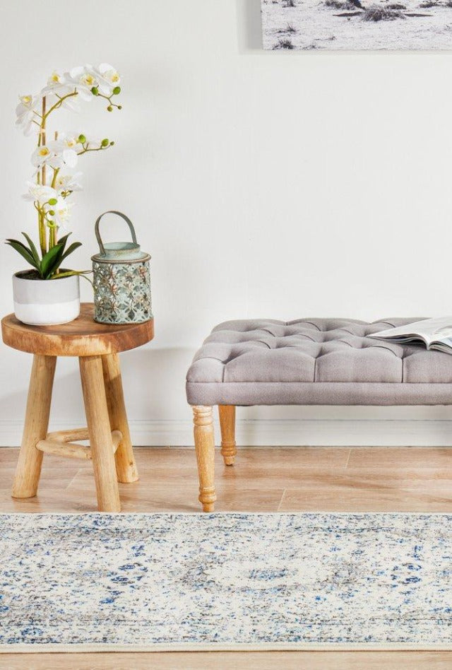 Adorn Evy Transitional Runner | White Grey Blue