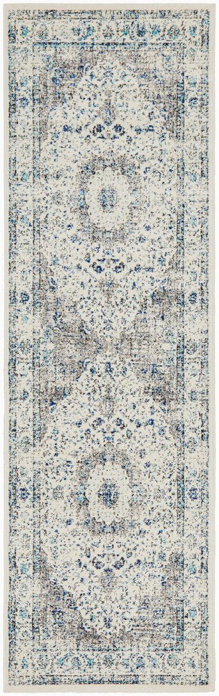 Adorn Evy Transitional Runner | White Grey Blue