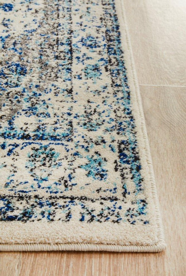 Adorn Evy Transitional Runner | White Grey Blue